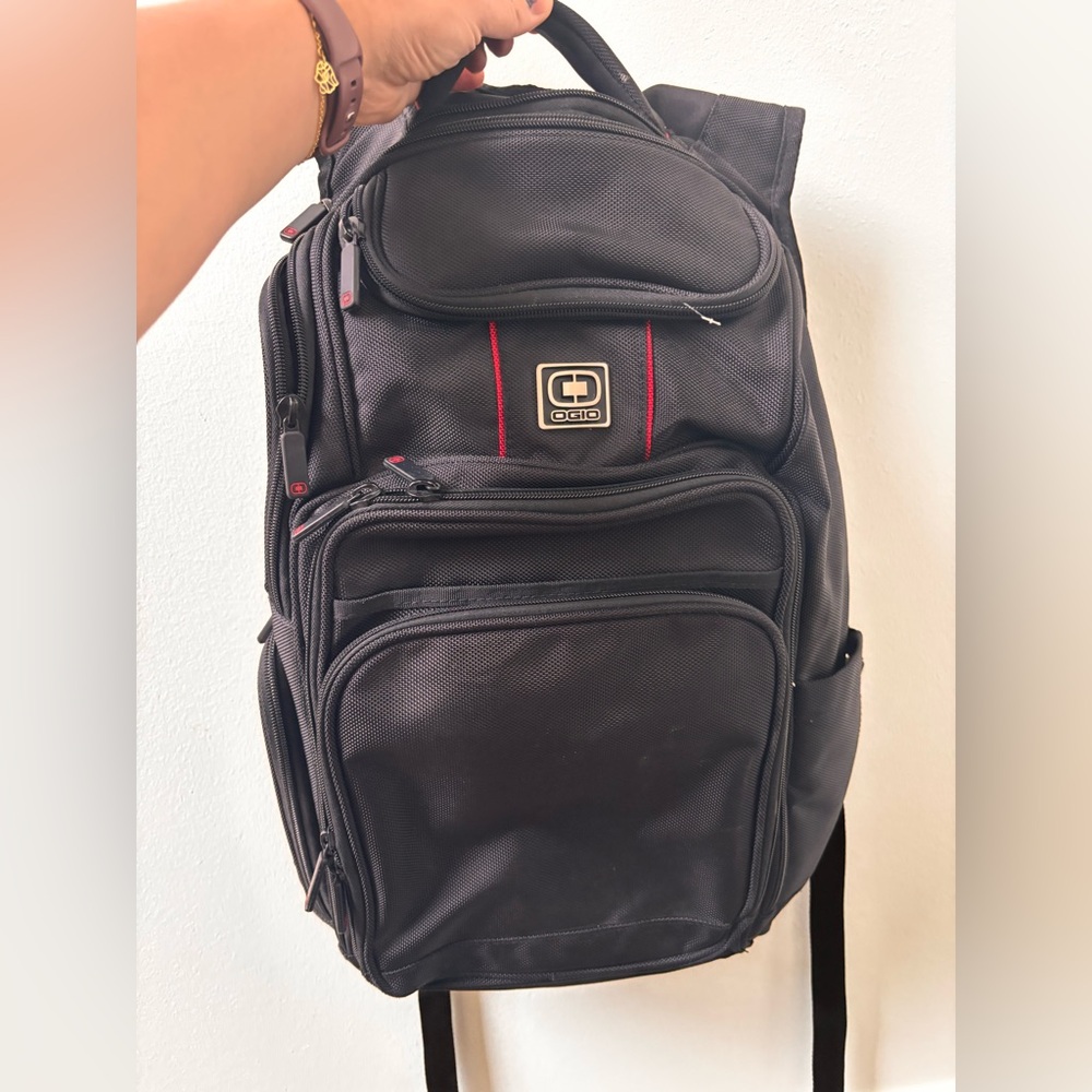 OGIO Black Backpack with Red Accents